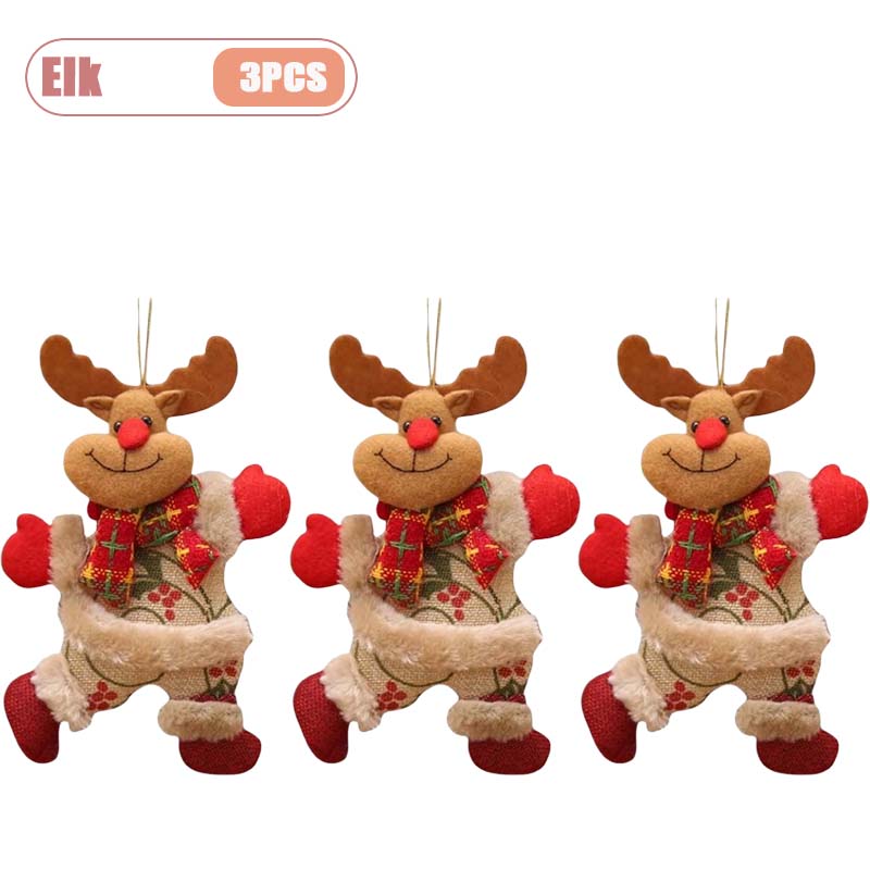 Christmas Hanging Ornaments Cute Fabric Dolls Santa Snowman Reindeer Bear Decorations for Christmas Tree Holiday Party Gift