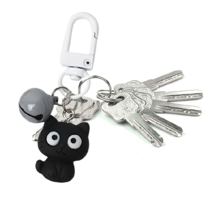 Black and White Cat Keychain Backpack Pendant Car Keyring Purse Bag Accessories