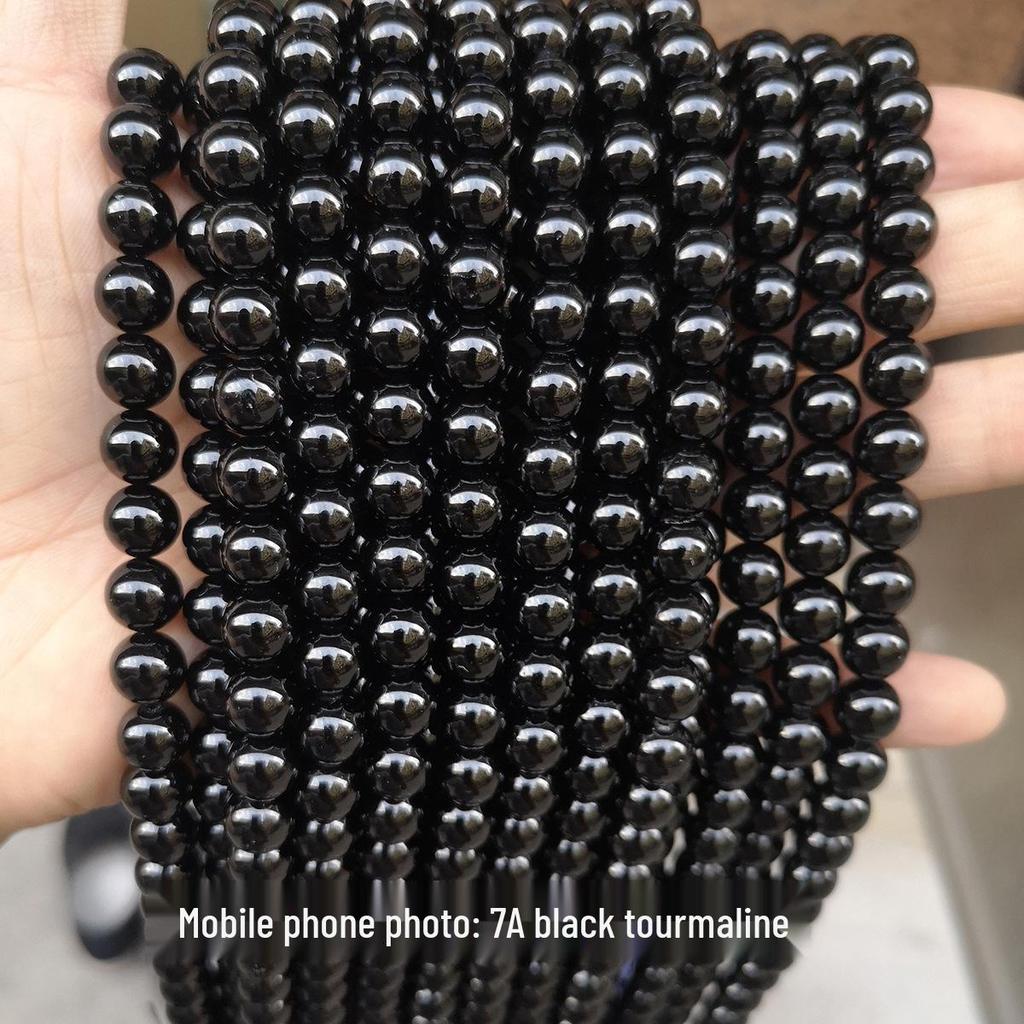 Jingde Black Tourmaline Loose Beads for DIY Bracelets