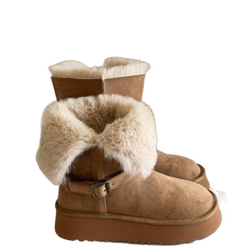 Thick-soled, Padded, Thick Mid-calf Snow Boots for Women, New Style, High-top Cotton Shoes