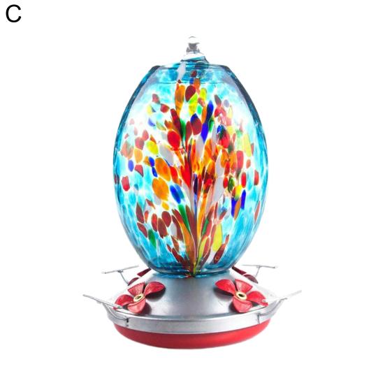 

Яркая стеклянная кормушка для птиц, красивый праздничный контейнер для еды для птиц, садовые принадлежности C