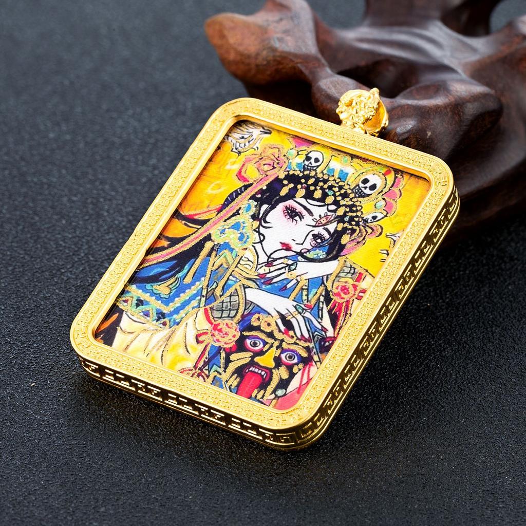 Hand-painted Thangka Pendant Zakiram's Past and Present Life Semi-hand-painted Thangka Necklace Pendant