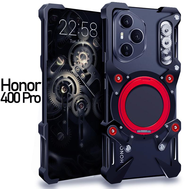 Funda Sin Marco de Aluminio Para Honor 400 Lite Honor 400 Pro Carcasa con Soporte Giratorio Cubierta Antigolpes Sin Marco de Metal