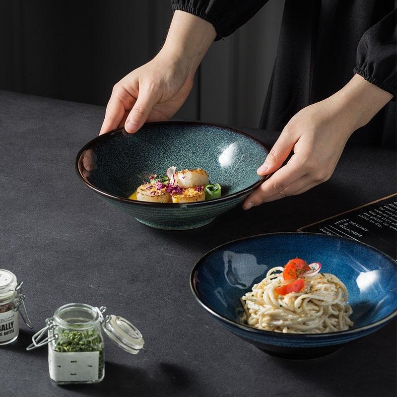 Japanese Retro Ramen Bowl Household Soup Bowl Characteristic Star Bowl Ceramic Salad Bowl Noodle Bowl Commercial Noodle Shop