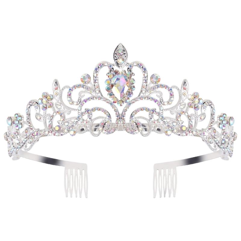 Rhinestones Tiaras For Women And Girls Elegant Crowns With Comb For Wedding Bridal And Party Hair Accessories