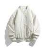 Mens Winter Thickened Cotton Puffer Jacket Stand Collar Zip Front Casual Oversized Baseball Style