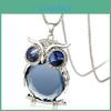 Elegant Womens Classic Rhinestone Owl Pendant Necklace With Long Chain For Daily Wear
