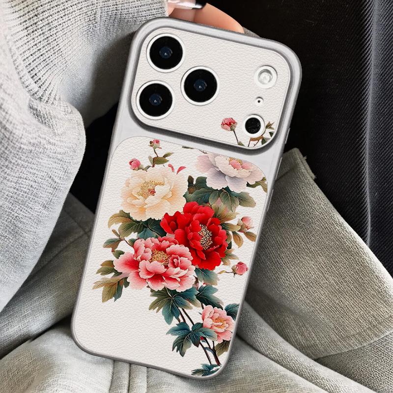 Cartoon Daisies Flower Pattern Leather Lanyard Case For iPhone 18 Pro Max Hybrid TPU+PU Anti-skid Soft Cover For iPhone 17 16 15 14 13 Pro Max