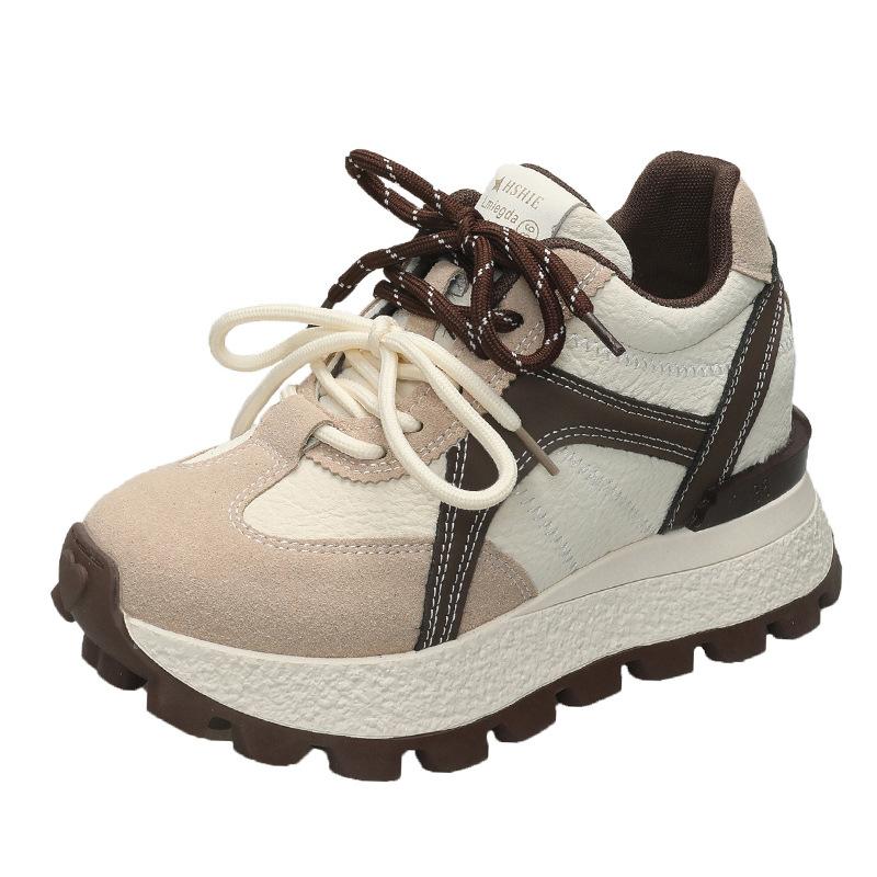 2025 autumn new German training shoes waterproof table fashion casual shoes autumn ins women's shoes round head height Forrest Gump shoes women
