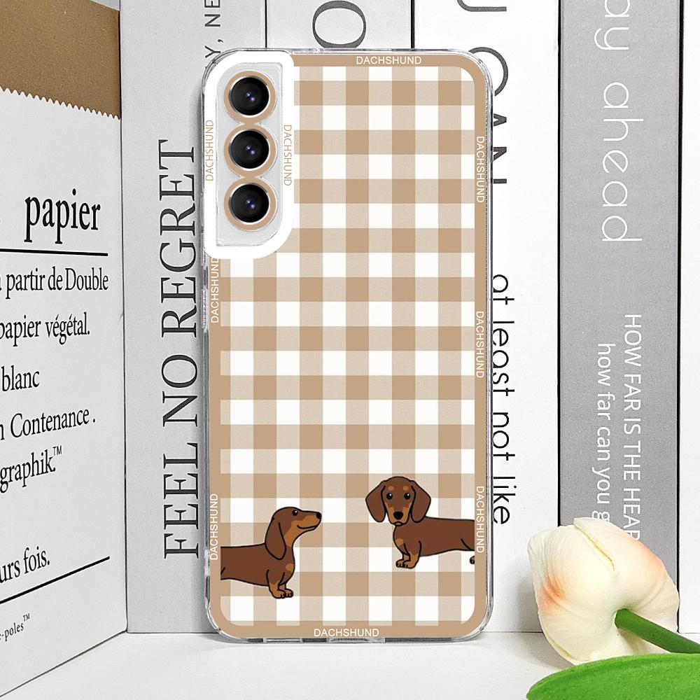 Cute Sausage Dog Phone Case for Samsung Galaxy A14 A22 A16 A55 A54 A36 A53 A13 A15 A25 A52 Dachshund Striped Printed Soft Covers