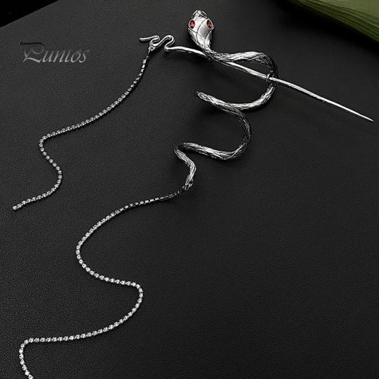 Hair Stick Fringe Design Snake Shape Ponytail Hairpin Glossy Finish Snake-shaped Hair Clip Photography Vacation Hair Accessory