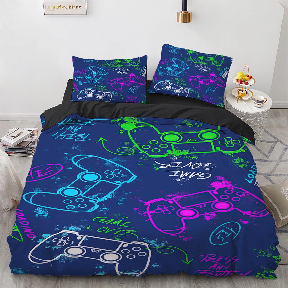 Gamer Bedding Sets For Boys Gaming Duvet Cover Set Queen Video Games Comforter Cover,Playstation Designs Bed Set For Teen Boys