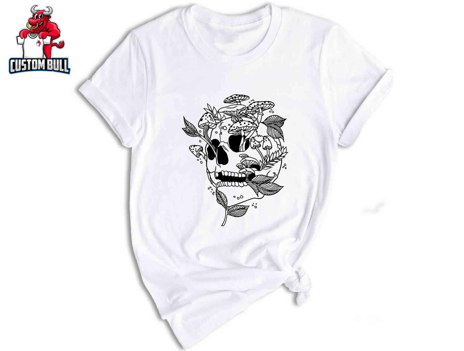 Mushroom Skull Skeleton Shirt, Halloween Skeleton Shirt, Halloween Shirt S