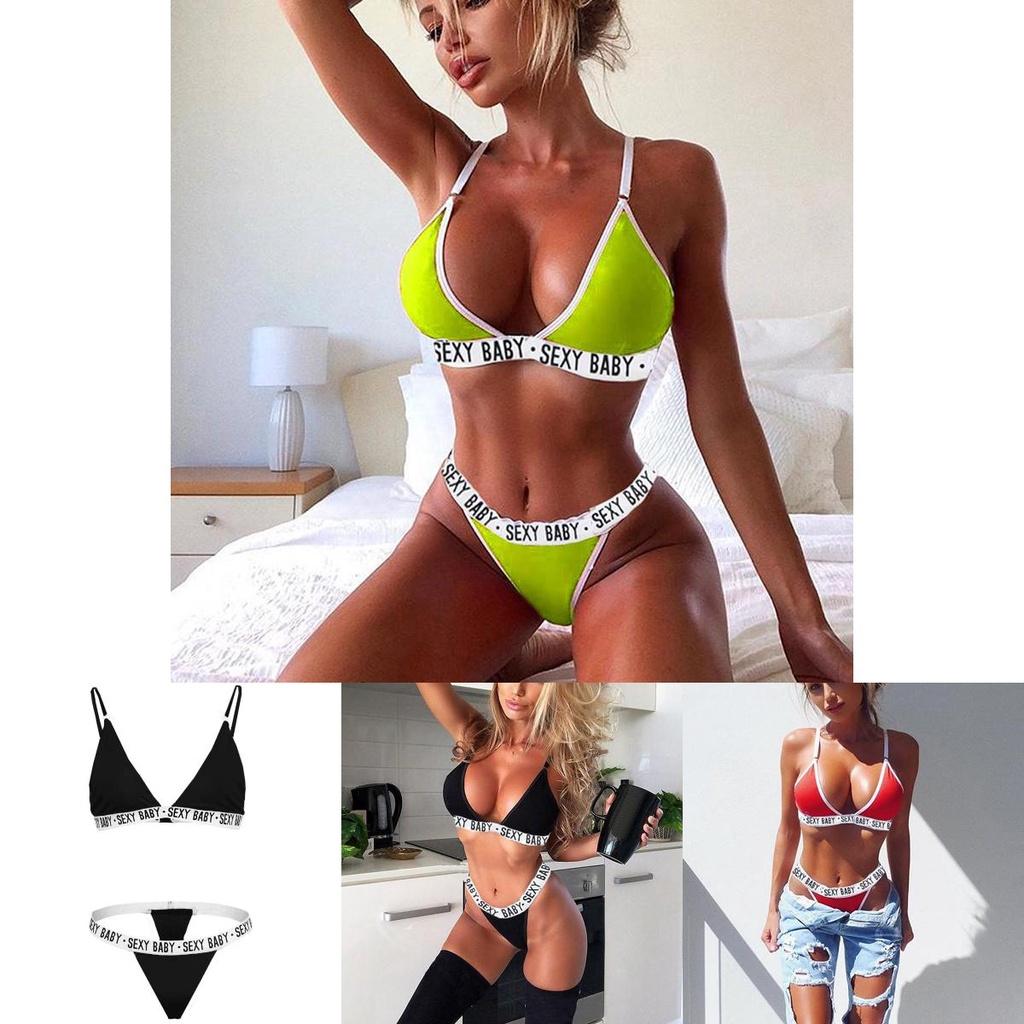 Summer Sexy Women Bikini Set Bathing Suit Soft Material Push Up V Thong Design