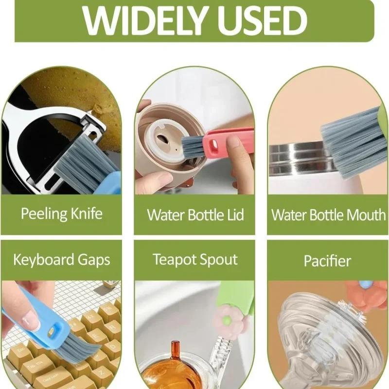 Neuer Multifunktionaler 3-in-1 Tassenreinigungsbürsten Drehbarer Tassenrandbürste Flaschenkappenbürste Haushalts Nutspaltreinigungsbürste