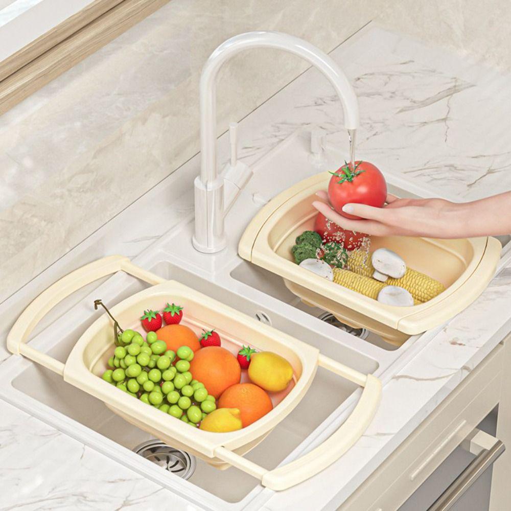 Large Capacity Sink Strainer Basket Foldable Bottom Collapsible Colander  Tableware