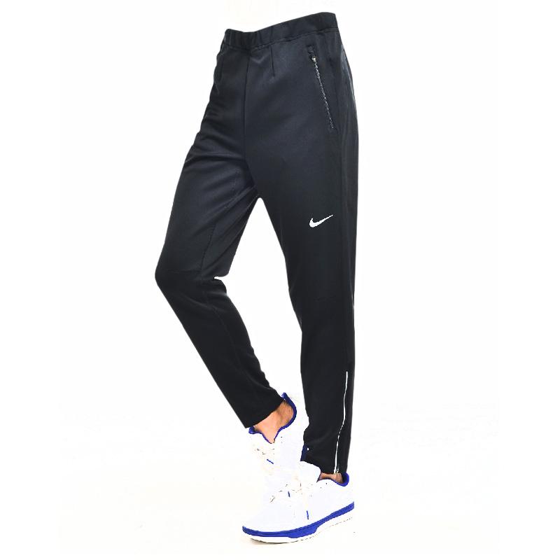 Nike Logo Print Reflective Striped Running Training Quick-Dry Knitted Pants Men bottoms Black 704891-010