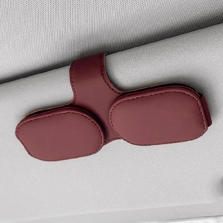 Multifunction Leather Sunglasses Card Holder Car Sun Visor Glasses Mount Hanger