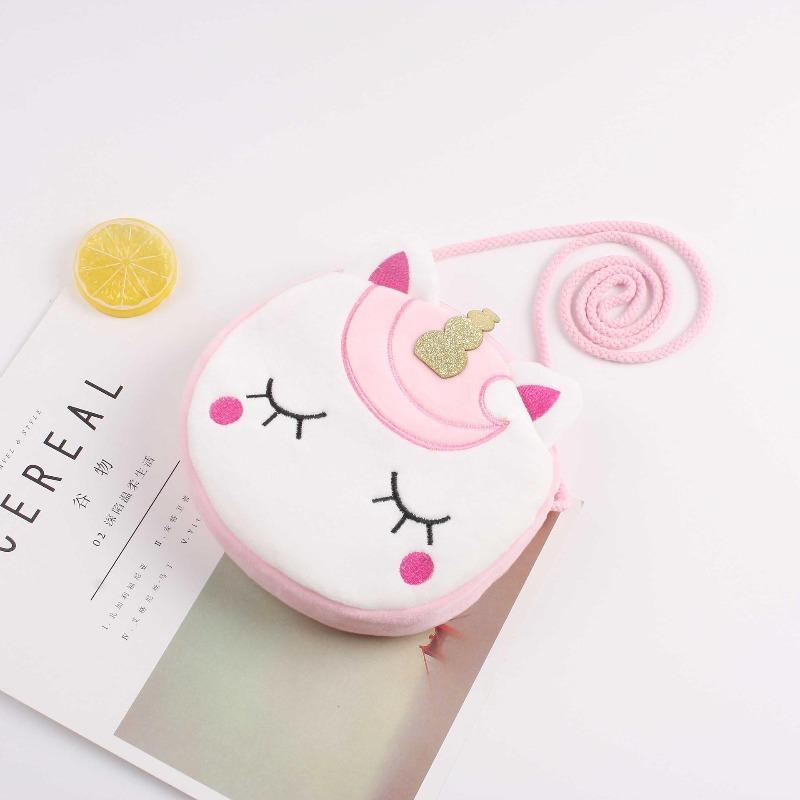 Children's Cartoon Cute Girl Unicorn Personality Design Colorful Fur Single-shoulder Crossbody Bag