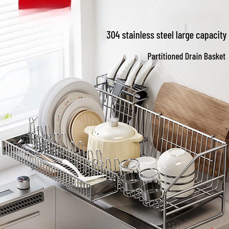 Skládací nerezový odkapávač na nádobí do kuchyně, Nordic 304