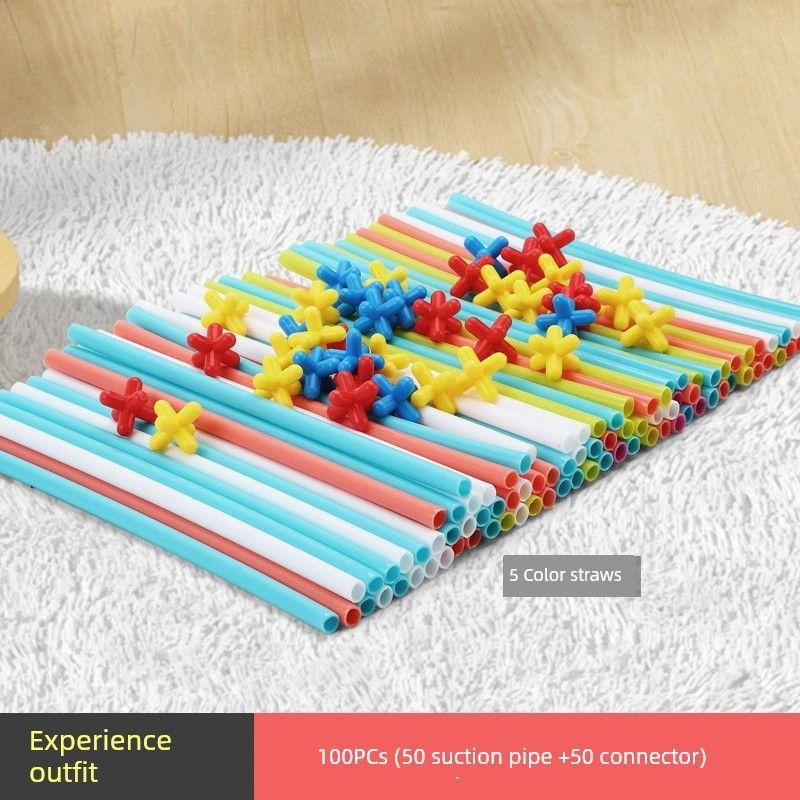 

Assembling Straw House Boys and Girls 6 Years Old Building Blocks Toys [Experience] 100 bagging (50 straws +50 joints)