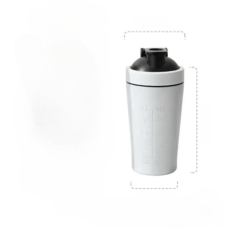 Stainless Steel Protein Powder Shaker Bottle with Steel Ball and Scale Leak Proof Gym Fitness Sport Whey Shakes Cup