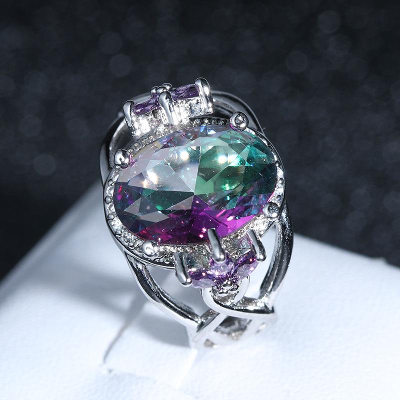 Ring, Modischer High-End Bunter Zirkon Boutique Kupfer Diamantring