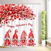 Red Love Hearts Tree Valentine's Day Shower Curtain Romantic Rose Flower Leaves Bathroom Decor Fabric Bath Curtains with Hooks