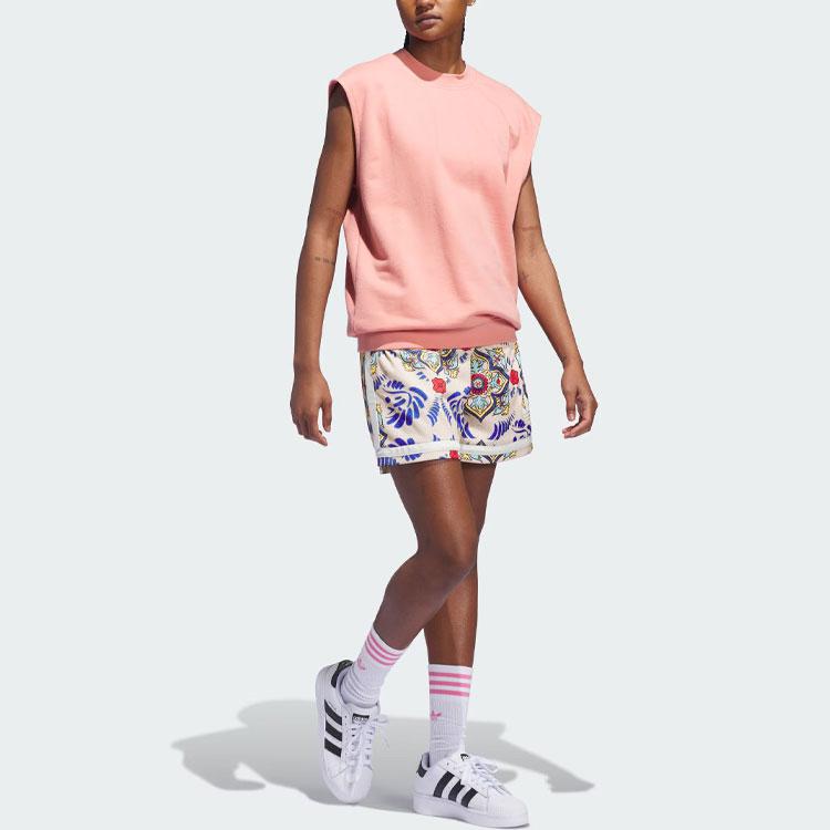 Adidas Originals Allover Floral Print Drawstring Shorts Unisex Shorts Sand-Brown IN4238