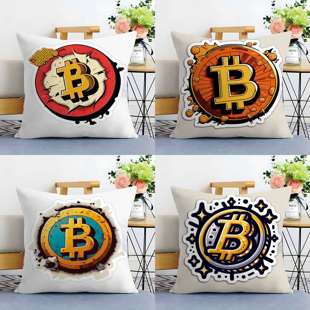 Bitcoin Cryptocurrency Btc Pillow Case Sofa Living Room Bedroom Double-sided Printing Square Cushion Nap Time Cushion Cover