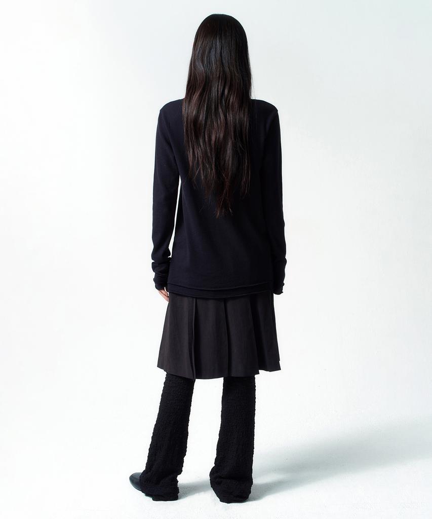 Insilence Woman Raw Cotton Pleated Skirt Black