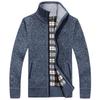 Men's Fleece-Lined Stand Collar Cardigan: Thick Knit Sweater for Autumn & Winter - Plus Size Available