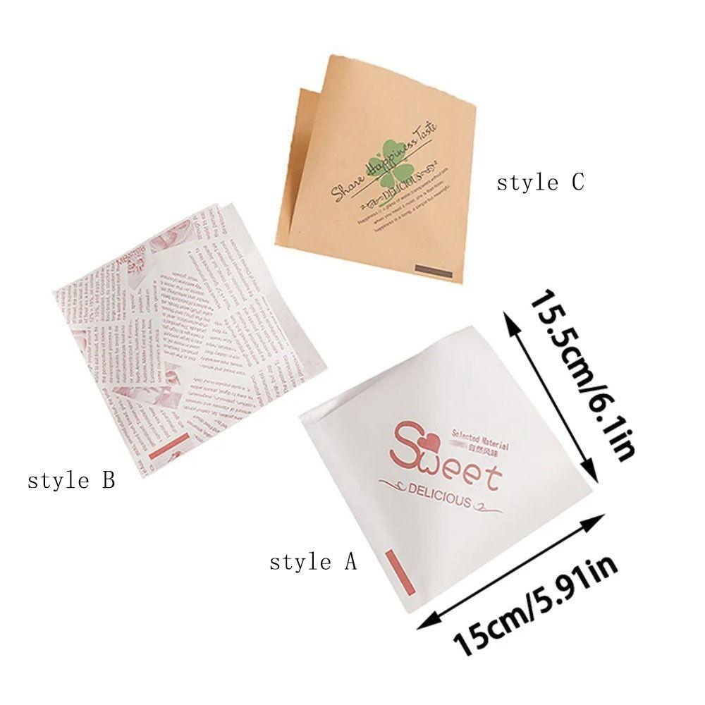 100Pcs 15x15cm Sandwich Wrappers Waterproof Disposable Hamburger Pouch Fries