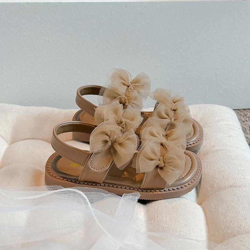 

Sweet Princess Shoes Girl Tulle Lace Butterfly-knot Chic Summer Wedding Party Shoes Sandals for Child Girls Holiday Shoes I11155 23 хаки