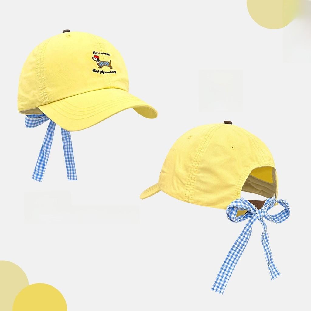 Korean Style Baseball Cap With Embroidered Dog Bowknot And Letter Design For Casual Women And Teens