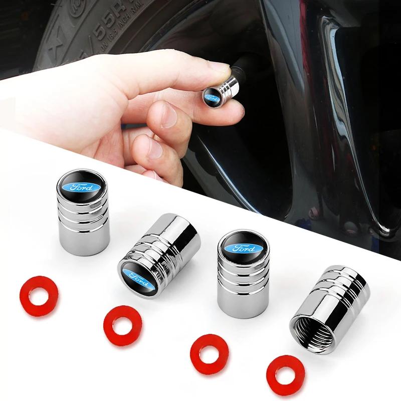 Gorące 4 szt. Nakrętki na wentyle opon samochodowych Okrągłe Nakrętki na zawory Powietrza Opon Dla Ford Focus ST Ranger Mondeo Kugo Ecosport Fiesta
