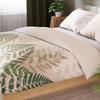 FERNA bedding set 160x200 cm - satin cotton, beige, botanical pattern