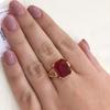 Russian Purple Gold Ruby Ring Fashion Luxury Rose Gold Plated Square Red Stone Ring Women