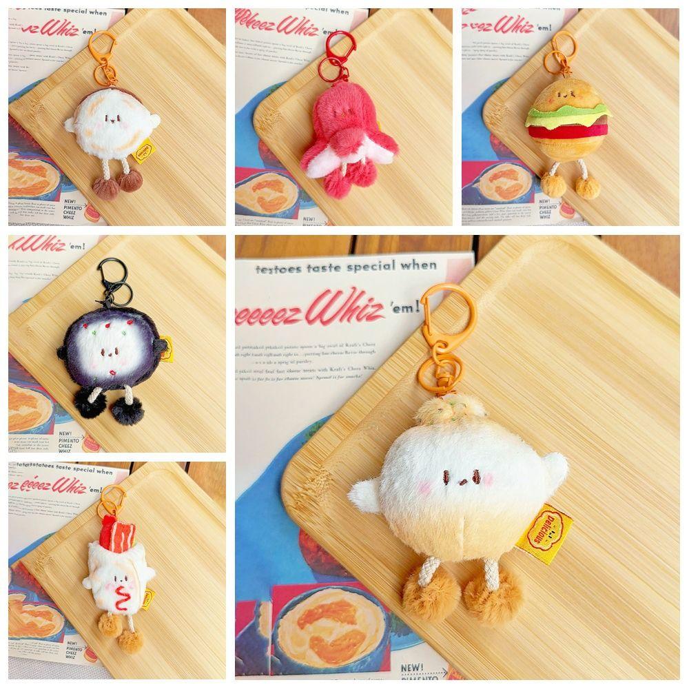 Sausage Hamburg Key Chain Drawing Feet Plush Doll Toy Mini Plush Food Pendant  Decoration