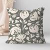 2 Pack Charcoal Beige Floral Pillow Covers Double Sided Print Modern Cushion Cases Home Decor For Sofa