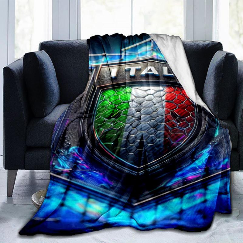 Italy Football Crest Blanket Suitable for Sofas, Beds, Offices, And Camping - Perfect Gift for Halloween Christmas