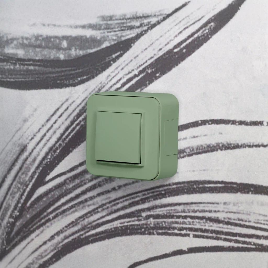 Double stair switch, rounded surface-mounted set, Mini sage