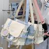 Women's Large-Capacity College Style Crossbody Messenger Bag – Versatile, Transparent with Badge/Doll Display