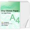 Printable Vinyl Sticker Paper for Inkjet Printer - Transparent Clear - 20 Self Adhesive Sheets - Waterproof Decal Paper - Standard Letter Size