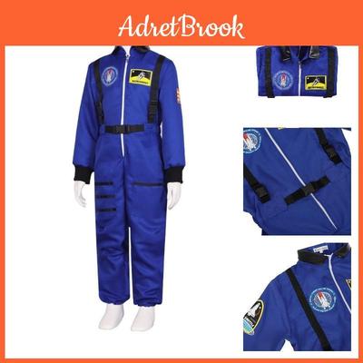 Disfraz de Cosplay de Traje Espacial Para Niños Azul, Blanco y Naranja Monos de Poliéster