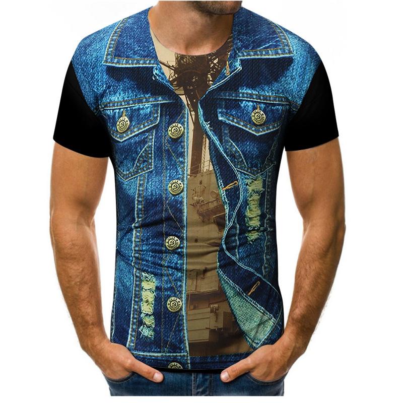 Sommer gefälschte zweiteilige Herren T-Shirt 3D Digital gedruckt Kurzarm T-Shirt Top