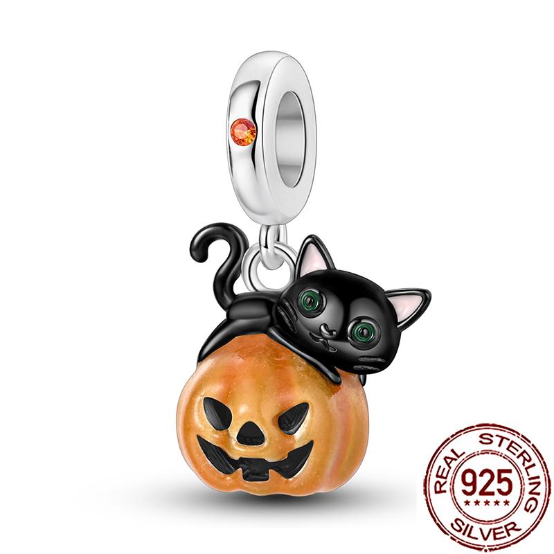 Gothic Charms Copper Pumpkin Calavera Colorida Beads Fit Snake Chain Bracelet Necklace Halloween Women Diy Jewelry