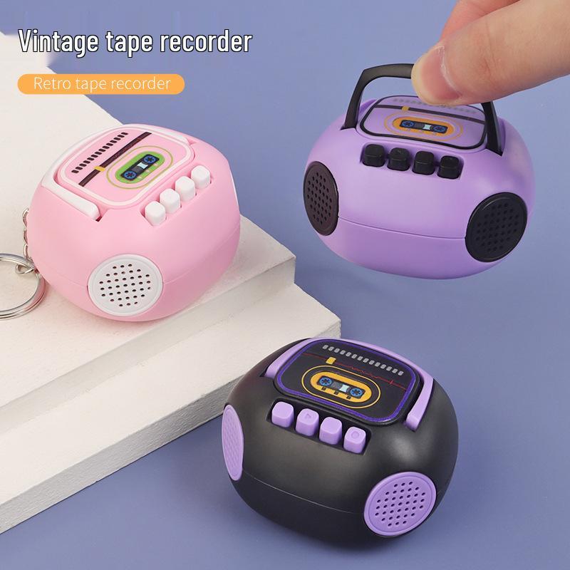 Retro Vintage Radio Keychain Toy: Mini Recorder & Speaker for Kids