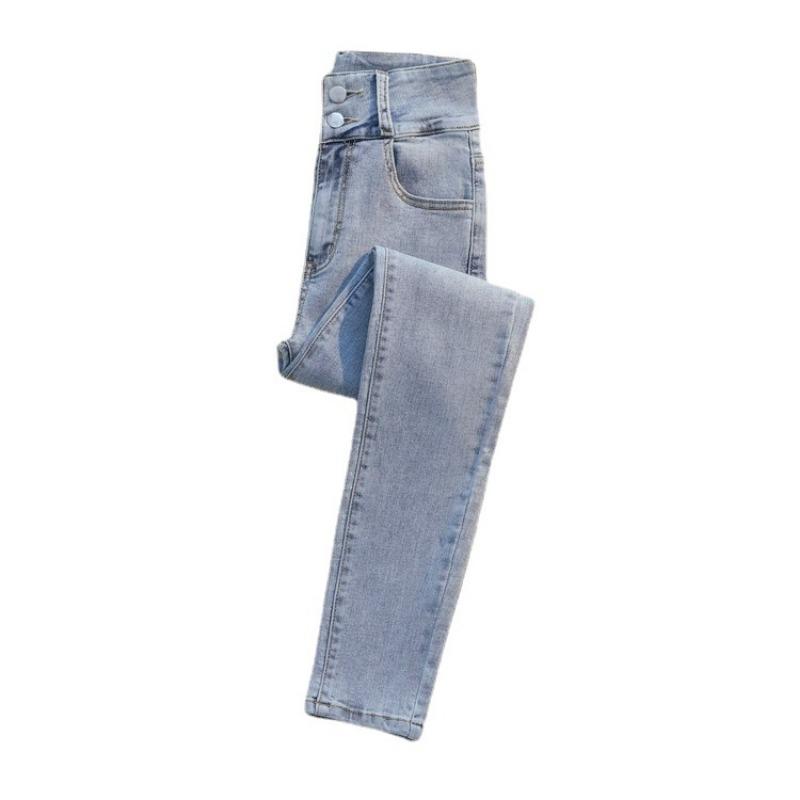 Stretch Jeans s dvojitým zapínáním na malé nohy Slim Slim Pencil Kalhoty