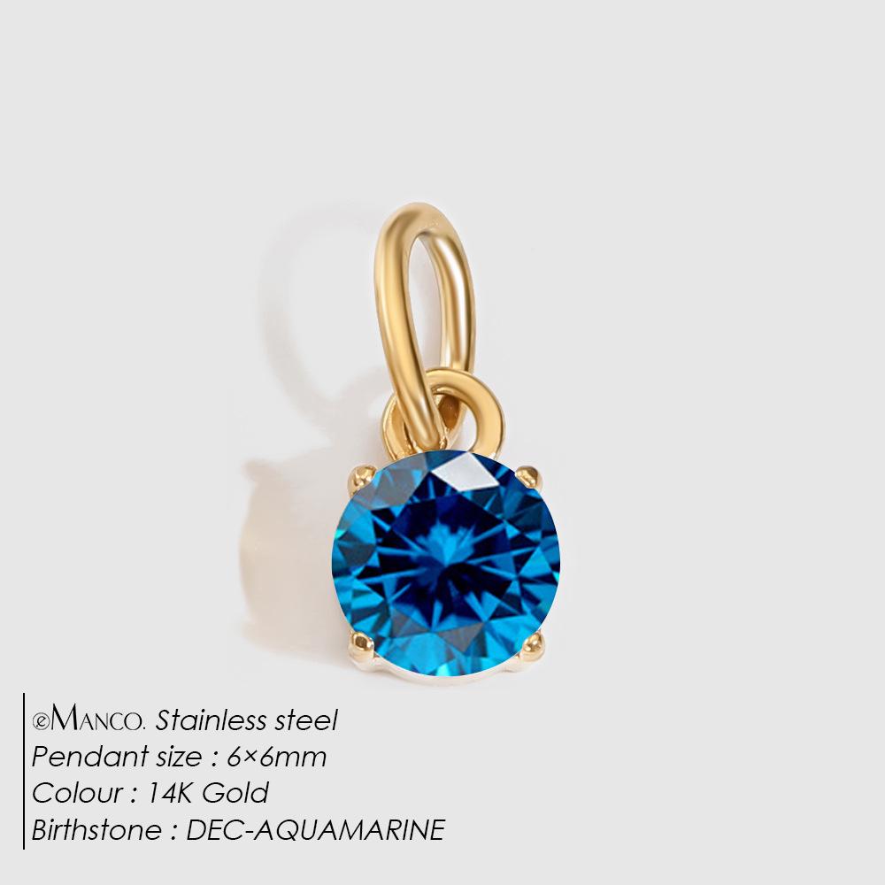 eManco DIY Jewelry Accessories: Stainless Steel Round Cubic Zirconia Pendant Necklace